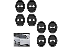 REINREUDE 8PCS Car Door Lock Protective Covers, Universal Silicone Car Door Lock Covers, Anti Rattle Noise Reduction, Shock Absorption Quiet Close Pads for Rust Protection & Silent Closing (Black)