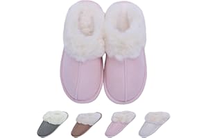 EDOTON Kapcie damskie zimowe pluszowe kapcie uniseks, ciepłe pantofle z bawełny z podeszwą TPR, Rosa, 36/37 EU