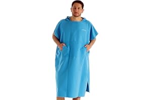 Adore Changing Robe Quick Drying Microfibre Poncho Towel With Pocket & Hood For Beach Swimming Surfing, Aqua, S/M