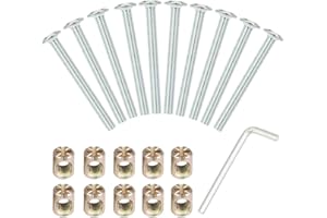 BUZIFU Kit 11PCS Boulons écrous M6 hex douille tête de culasse vis écrous pour lit superposé berceau meubles lits,baril boulon écrous Kit de remplacement de matériel en Acier Plaqué Zinc