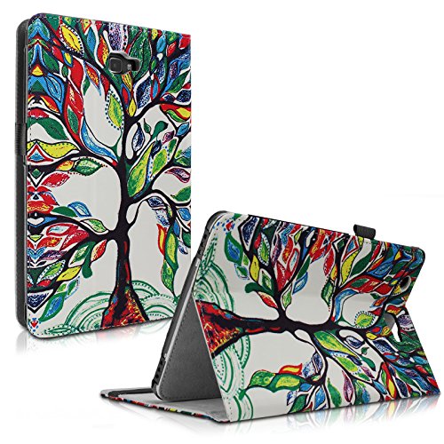 Samsung Galaxy Tab A 10.1 Hülle Case, Infiland Slim Fit Folio PU-lederne dünne Kunstleder Schutzhülle Cover Tasche für Samsung Galaxy Tab A 10.1 Zoll Wi-Fi/ LTE (2016) SM-T580N/SM-T585N Tablet-PC(mit Auto Schlaf / Wach Funktion)(Fröhlicher Baum)