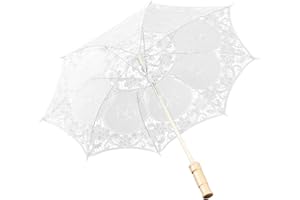 LAZMIN112 Koronkowy parasol, vintage parasol ślubny parasol ślubny parasol kij parasol, dekoracja sceniczna bankietowa rekwizyt fotograficzny, 50 cm (biały duży rozmiar)