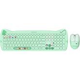 Everest KM-6283 CATTY Green 2.4ghz + BT Wireless Q Multimedia Keyboard + Mouse + Pad Set with Color Keys