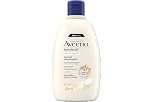 Aveeno Skin Relief Moisturising Body Wash (1x 500ml), Gentle Cleansing Wash with Soothing Triple Oat Complex, Soap-Free, Unscented for Sensitive and Very Dry Skin