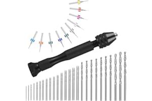 FANSHIONTIDE Mini perceuse manuelle professionnelle 57 pièces Kit micro perceuse pour bois, résine, bijoux avec forets PCB + accessoires, inclus pour modélisme, sculpture et bricolage