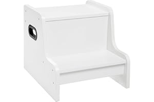HOOBRO Poggiapiedi per Bambini, Sgabello Scaletta a 2 Gradini, con Piedini Antiscivolo e Maniglie, per Bambini di Età da 3 a 14 Anni, per Bagno, Cucina, Camera, Bianco EWT01JD01G1