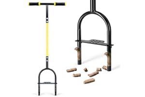 Jardineer Aireador de núcleo de césped, aireador de enchufe de mano con ranura sin obstrucciones, aireador de núcleo manual con dientes de repuesto, herramienta de aireador de patio para suelo