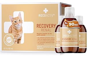 RECOACTIV Recovery Renale per gatti, 3 x 90 ml, mangime completo ad alto potere calorico in caso di compromissione della funzionalità renale e di un maggiore fabbisogno energetico