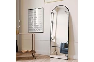 ‎BD-BAODE BD-Baode Ganzkörperspiegel 150x50cm Bogen Standspiegel und Wandspiegel 2 in 1,HD Ganzkörperspiegel mit Metallrahmen für Schlafzimmer, Bäder, Wohnzimmer, Flure(Schwarz)