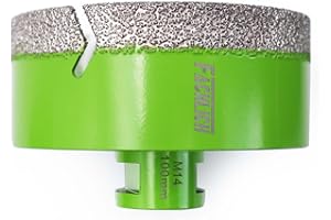 FACHLICH Punta per Trapano Diamantata,100mm Sega a Tazza a Secco Brasata Sotto Vuoto con Filettatura M14 per Gres Porcellanato,Granito,Marmo,Cemento,Muratura,Mattoni