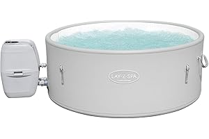 Bestway LAY-Z-SPA Vancouver AirJet Plus™ WiFi Whirlpool, 155 x 60 cm, mit App-Steuerung, 3-5 Personen, rund, Stein-Optik