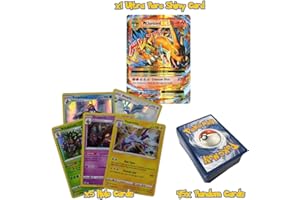 Ultimate 50 Card Bundle - Guaranteed 5 Holos + 1 Ultra Rare Shiny Card (EX, GX, V, VMAX, or Full Art) Plus Trading Shack UK Card Compatible with Pokemon TCG