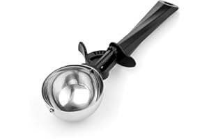 TJ POP Ice Cream Scoop, 6 tbsp Stainless Steel Cookie Scoop 90 ml, Ice Cream Spoon with Easy Trigger, Kitchen Scoop for Ice Cream, Cookie, Mashed Potato, Meatballs, Melon Balls, Scoop Size 70mm