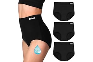 TIICHOO Bragas Menstruales Cintura Alta Flujo Abundante Rope Interior Mujer Regla Periodo Cómodo Respirable Absorbente y Lavable