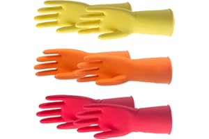 Bothfox 3 Pairs Rubber Gloves, Washing up Gloves, Reusable Cleaning Gloves Latex Free, Dishwashing Gloves Without Liner, Waterproof Non-Slip Kitchen Gloves for Laundry, Gardening Household Gloves (L)