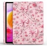 UnDePlus iPad 11.Nesil A16 11in&ccedil;/10.Nesil 10.9in&ccedil; ile uyumlu Kılıf Kalem B&ouml;lmeli Trifolding Case Kurdele-Pembe