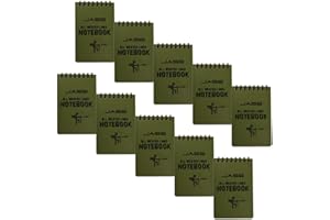 RETON 10pcs impermeabile Wasserdichtes Notizbuch, All Weather notebook/Notepad per attività all' aperto, Top-Spiral-Notizbuch für Outdoor-Aktivitäten (verde)