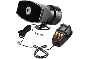 BYZESTY Sirena de coche de 12 V 7 toneladas, bocina de vehículo de 100 W para llamada de alarma, adecuado para todos los vehículos de 12 V, camiones, trenes, barcos, coches, furgonetas, ABS de 2,4 A, calibre