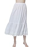 BEAUTELICATEHalf Slip Underskirt for Women 100% Cotton A-line Petticoat with Lace Embroidery Summer Skirt Extender Anti-static Underslips Ivory Cream