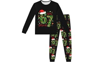 NUOKE Christmas Pjs 67 Meme Pyjamas Set Sleepwear Six Seven Number 6 7 Christmass Long Sleeve Pjs Jumper 2025 Tops and Pants 2 Piece Outfit