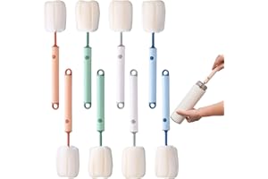 CLCIOSIS 8 Stück Bürste Lang 27 cm Flaschenbürste Schwamm Flaschenreiniger Bürste, Langlebig Flaschenschwamm Geeignet für Glas Flaschenreiniger Teller Schalen (Blau Beige Grau Rosa)