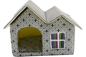 TentHome Nicho plegable y lavable de doble techo con cojín extraíble para perro gato (marrón)