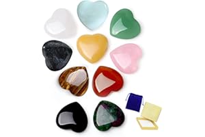 ‎AWARDSEN AWARDSEN 10 PCS Heilsteine Herz Kristalle Set Pocket Edelsteine, 0.8" Rosenquarz Obsidian Kristalle Edelsteine in Bulk für Motivationsgeschenke, Energieaufladung und Reiki Heilung Geschenke für Frauen