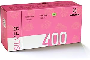 Haodong Beef Silver Leaf Gelatin Sheets - 1KG/2.2LBS (400Sheets) 180Bloom Gelatin Leaves for Baking Cooking Mirror Glaze Dessert Jellies Mousse Cake