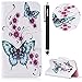 Produktbild HUDDU Bunt Muster Handyhülle Schutzhülle Samsung Galaxy J5 2016 Duos Hülle Blumen Schmetterling Slim Flip Leder Tasche Wallet Case Cover Kartenfach Magnetic Stand Wrist Strap Klapphülle Mädchen Rose