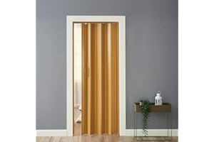 STOREINUK PVC Folding Accordion Door, Plastic Internal Magnetic Doors Sliding Concertina Screen Panel Divider Folding Concertina Door with Gloss Acrylic (6MM, Oak)
