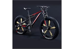 REOTEL Bicicleta Montaña para Adulto Hombre Mujer 26 Pulgadas de 3 y 5 Radio Neumático Gordo MTB Profesional Doble Freno Disco Ciclismo BTT Doble Suspensión Marco Acero Carbono