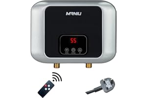 MRNIU 220V Electric Instant Tankless Water Heater 3000W Wall-Mounted Electric Heaters for Bathroom Hot Water Shower and Home Kitchen Under Sink UK Plug