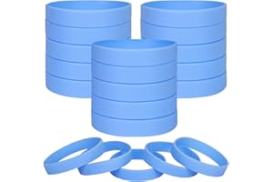 LVNRIDS 100 pcs Light Blue Blank Silicone Wristbands for Adult, Sports Party Rubber Elastic Wristband Wholesale Bulk Bracelet L