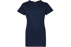 A2Z 4 Kids Filles Coton École T Shirts Col Rond Manches Courtes Doux Toucher Léger Été Occasionnel T-Shirts PE Tops Âge 2-13 Ans