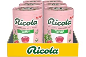 Ricola - Bonbons aux Plantes Suisses - Parfum Framboise Mélisse - Sans Sucres - 6 bottles de 100g