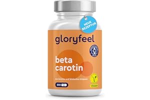 ‎GLORYFEEL Beta Carotin Bräunungskapseln - 200 vegane Kapseln - Markenrohstoff Lyc-O-Beta® aus natürlichem Karottenextrakt - Provitamin A für Sehkraft, Haut & Immunsystem* - Deutschland entwickelt & laborgeprüft