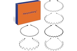 Hanyousheng 6 Piezas Diadema de Metal, Diademas de Metal Ondulado, Unisex Cinta de Pelo Antideslizante y Elástica, para Yoga Deportes al Aire Libre