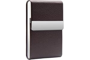 NATUCE Metalowy futerał na papierosy, wzór ze skóry PU, kieszeń do przenoszenia pudełka na papierosy, dla mężczyzn, kobiet, super cienkich papierosów, Brązowy, Pocket Size