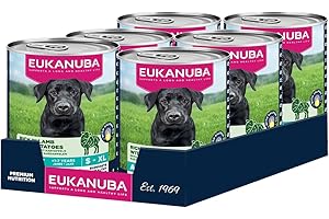 EUKANUBA Life Care Aliment Humide Chien Adulte 1 à 7 Ans Toutes Races, Pâtée Riche en Agneau & Pommes de Terre, Oméga-3, Calcium, Prébiotiques MOS, sans OGM Colorants Conservateurs, 6 boîtes de 400g