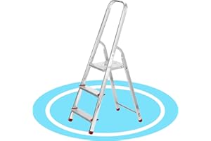 packer PRO Escaleras Plegables Aluminio de Tijera Super Resistente hasta 150Kg, Acero y Aluminio Antideslizantes, Altura de Trabajo hasta 260cm, 3 Peldaños