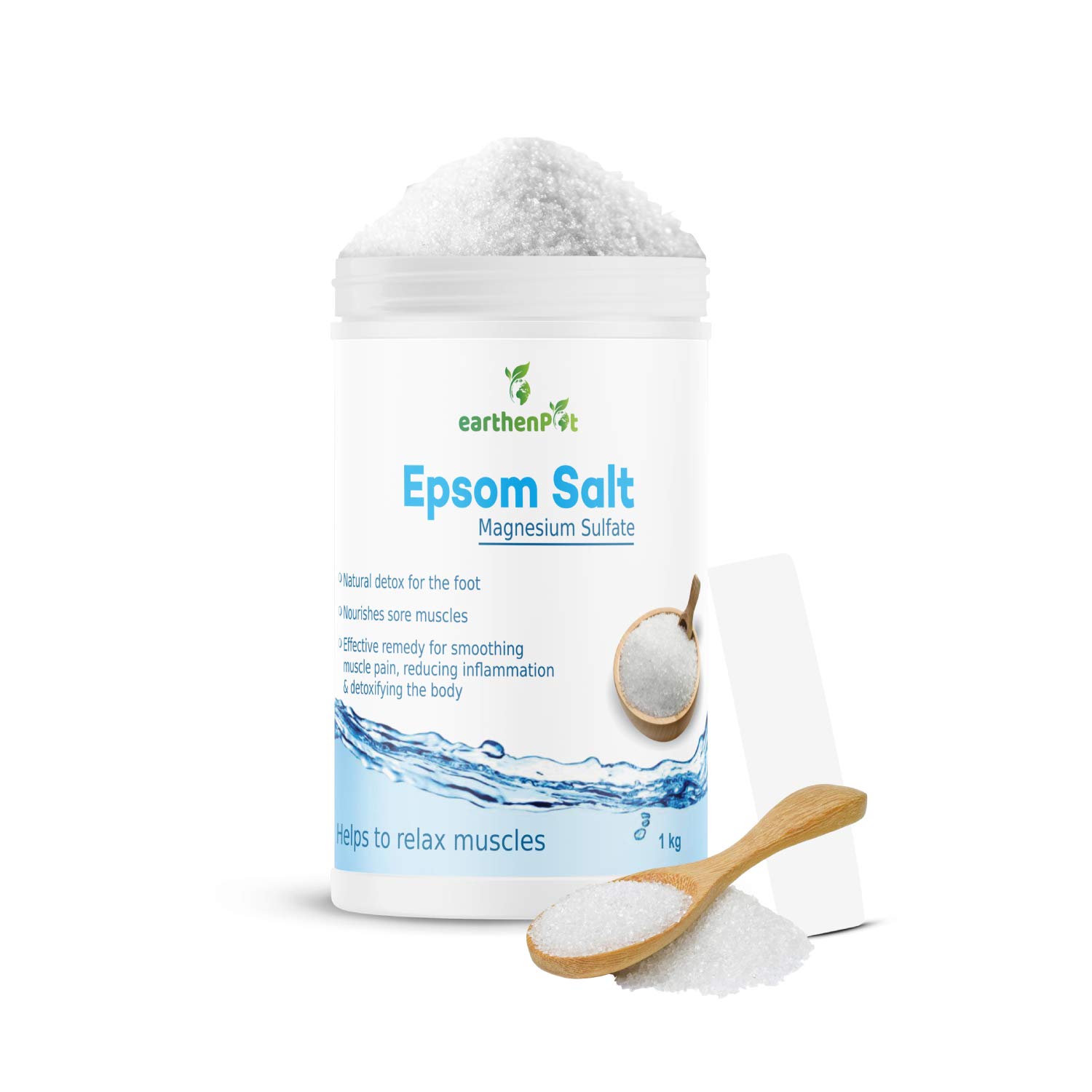 EarthenPot, Epsom Salt granule for Foot Bath Body Relax Muscle Relieves Aches Pain 1kg, 1000 gram