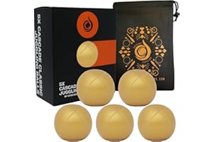 Cascade Juggling 5 x Pro 115g Cascade Classic Juggling Balls - Thud Juggling Balls & Bag - Set of 5 Juggling Balls (Gold)