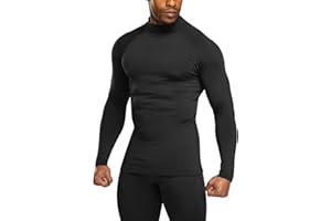 TSLA Men's Thermal Long Sleeve Compression Shirts, Mock/Turtleneck Winter Sports Running Base Layer Top