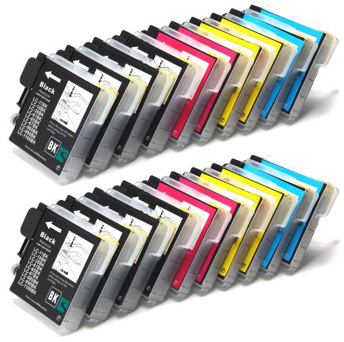 20 XL Patronen, kompatibel zu Brother LC1100 LC980 (8x schwarz & je 4x cyan magenta yellow)