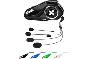 LEXIN G1 Casco Moto Auricolare, Bluetooth 5.0 Cuffie Bluetooth per Moto, Altoparlante HD da 40 mm, Impermeabile IPX6 Cancellazione del Rumore,Assistente Vocale/Musica/GPS Per Pilota Singolo