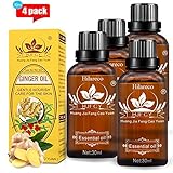 4 PCS New Lymphatic Drainage Ginger Massage Oil Plant Massage Essential Oil Massage Relaxation 100% Pure Natural Prime by Hilareco,(with English Instructions)