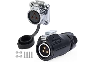 CNLINKO LP-20 Industrial Waterproof Connector IP68 Circular Connector Quick Plugging Aviation Connector Anti-Interference Shell Fast Release Connector M20 2-12 Pin Flange Socket (3 Pin)