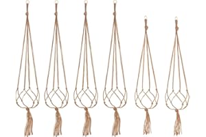 ASTARFAVOR Colgador para Plantas 6 Piezas Cesta Colgante de Plantas Maceta Soporte de Macetas Flores Colgador de Plantas de Hecho a Mano para Jardín Decoraciones Interior y Exterior