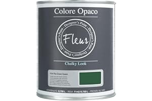 FLEUR DESIGNER'S PAINT | Pittura Chalk Paint Opaca, 750 ml, Senza Carteggiare, Multisuperficie, Colore F54 The Green Queen, Effetto Gesso, Per Pareti e Mobili, Extra Opaco, Ad Acqua, Made in Italy