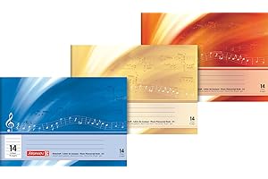 Brunnen Zeszyt do nut (A5, 8 kartek, liniatura 14, z dodatkowymi stronami) poprzeczny, posortowany kolorystycznie, 1 zeszyt